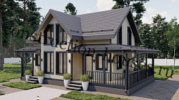 Каркасный дом 7.5м х 12м, 134 м²