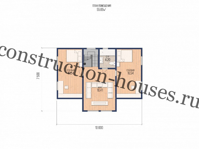Каркасный дом 7.5м х 12м, 134 м²